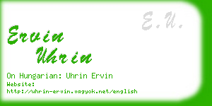 ervin uhrin business card